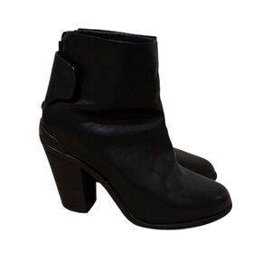 Rag & Bone Womens Back Zip Block Heel Ankle Booties Black Leather Size 37